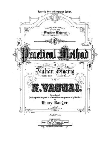 Vaccai Practical Method of Italian Singing Tenor