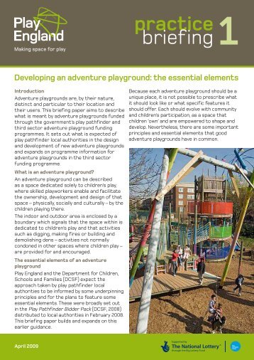Developing an adventure playground: the essential ... - Play England