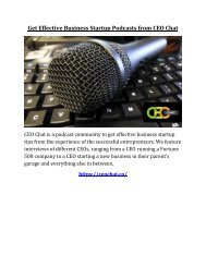 Get Effective Business Startup Podcasts from CEO Chat