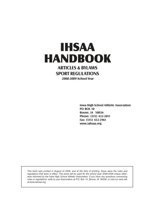 IHSAA HANDBOOK