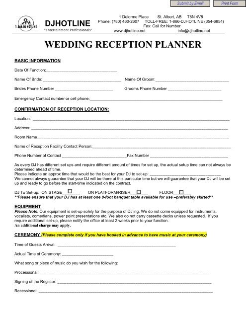 Wedding Reception Planner Dj Hotline
