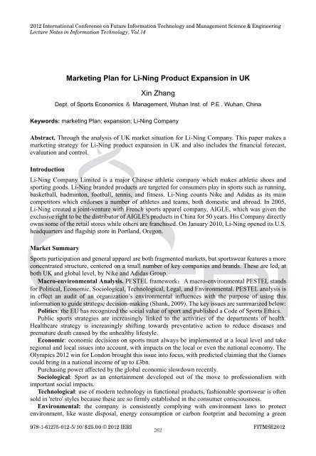 Marketing Plan For Li-Ning Product Expansion In - IERI: Information ...
