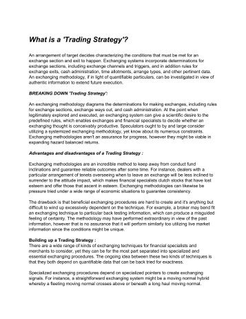 What is a  Trading Strategy