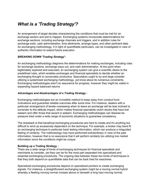 What is a  Trading Strategy