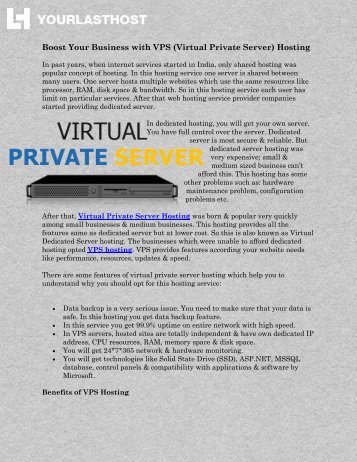Boost Your Business with VPS (Virtual Private Server) Hosting