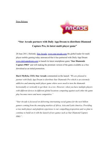 Star Diamonds Capture Pro - Press Release - 20 June - Star Arcade