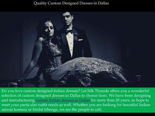 Quality Custom Designed Dresses in Dallas