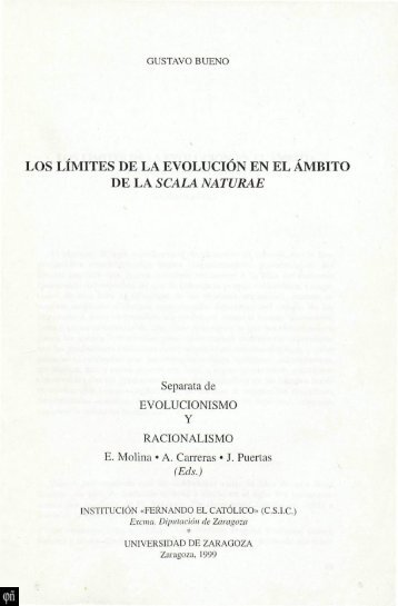 1997 - Gustavo Bueno, Los límites de la evolución en el ámbito de la Scala Naturae
