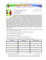 Thanksgiving Trivia - Susan's Team - Puzzles.COM