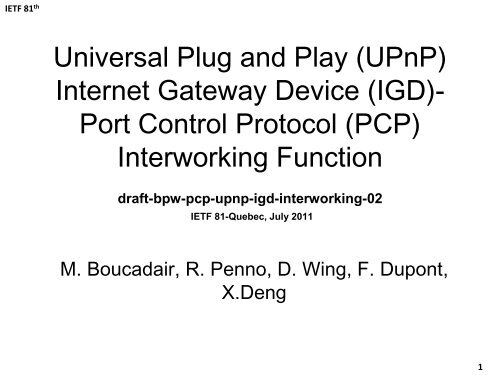 Universal Plug and Play (UPnP) Internet Gateway Device (IGD)- Port ...