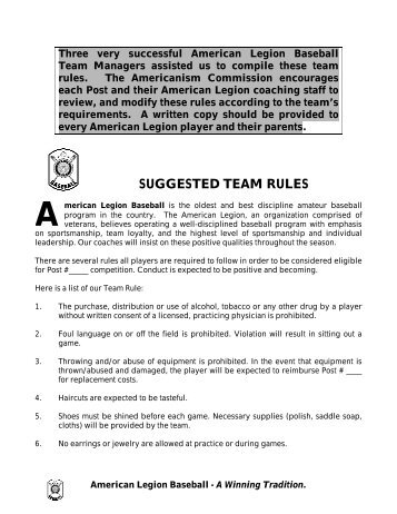 Suggested team rules - The American Legion