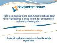 I ruoli e le competenze dell’Autorità indipendenti nella regolazione e nella tutela dei consumatori nei mercati energetici (Luongo)