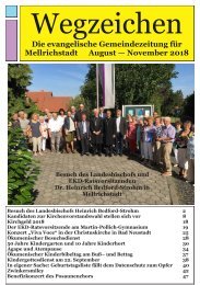 WEGZEICHEN August bis November 2018