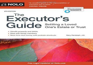 [+][PDF] TOP TREND The Executor s Guide: Settling a Loved One s Estate or Trust  [DOWNLOAD] 