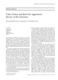 Video Games and Real-Life Aggression: Review of the Literature