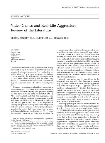 Video Games and Real-Life Aggression: Review of the Literature