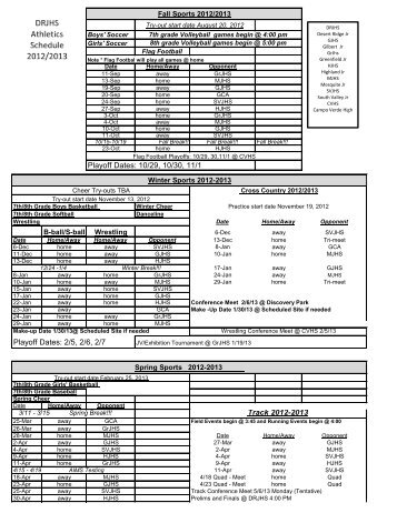 2012-13 Sports schedule - Gilbert Public Schools