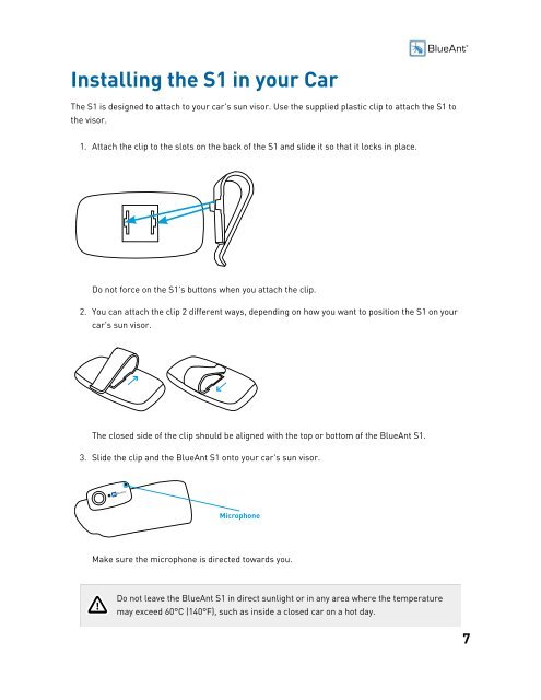 S1 User Guide - BlueAnt Wireless