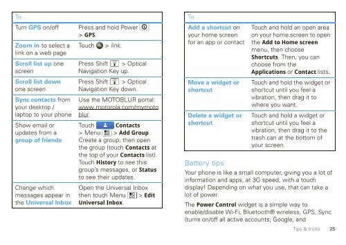 User Guide for Verizon DEVOUR A555 Phone - Motorola Support