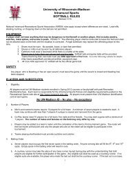 University of Wisconsin-Madison Intramural Sports SOFTBALL RULES