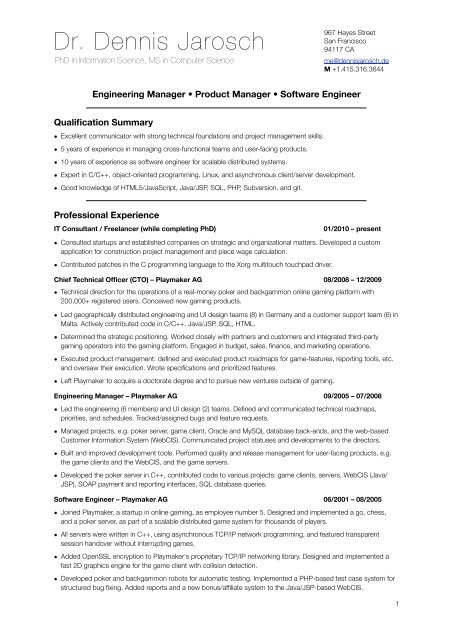 CV - Dennis Jarosch