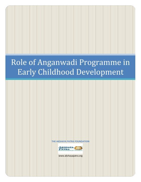Role of Anganwadi Programme
