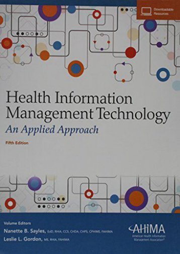 Read E-book Health Information Management Technology: An Applied Approach - Nanette B Sayles [Ready]