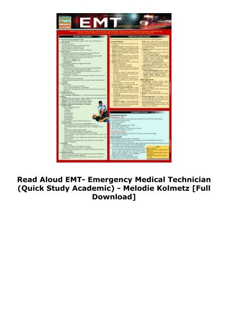 Read Aloud EMT- Emergency Medical Technician (Quick Study Academic) - Melodie Kolmetz [Full Download]