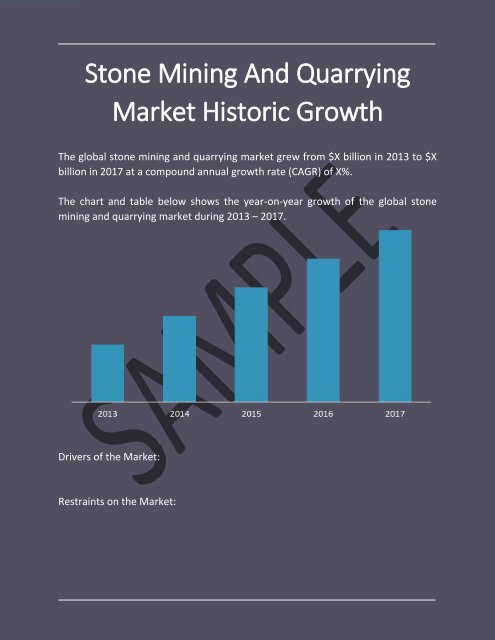 Stone Mining And Quarrying Global Market Report 2018 