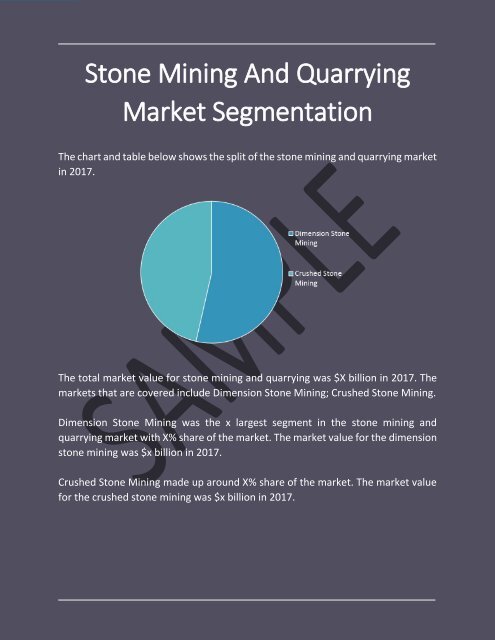 Stone Mining And Quarrying Global Market Report 2018 