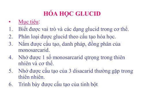 HÓA HỌC VÀ CHUYỂN HÓA GLLUCID