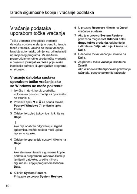 Sony SVT1311C5E - SVT1311C5E Guide de d&eacute;pannage Croate