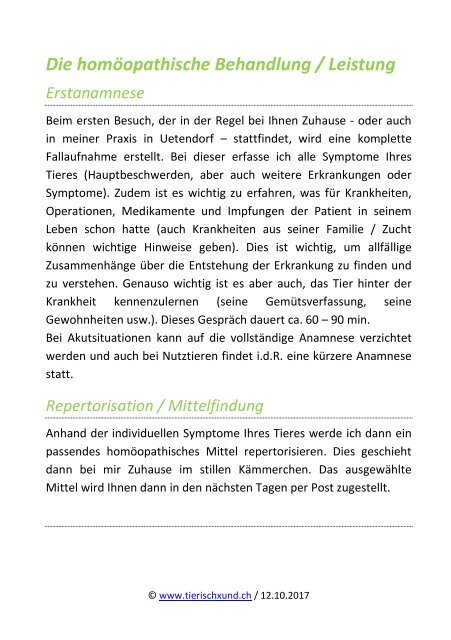Info Tierhomöopathie tierischXUND.ch