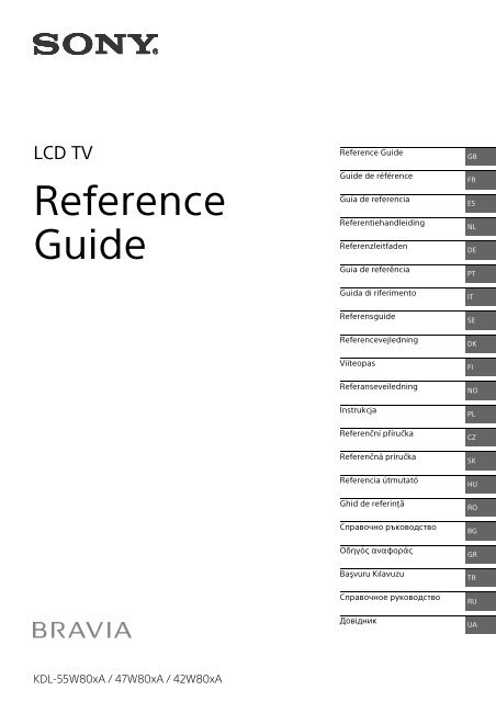 Sony KDL-47W809A - KDL-47W809A Guide de r&eacute;f&eacute;rence Tch&egrave;que