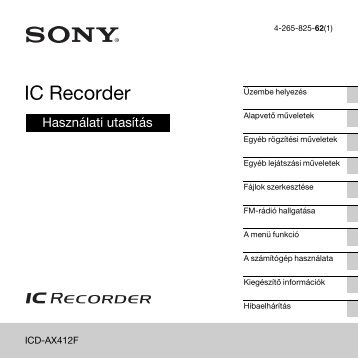 Sony ICD-AX412F - ICD-AX412F Istruzioni per l'uso Ungherese