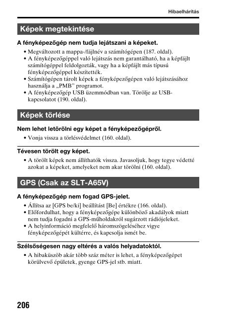 Sony SLT-A65K - SLT-A65K Consignes d&rsquo;utilisation Hongrois