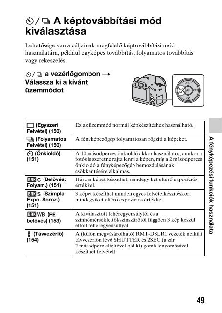 Sony SLT-A65K - SLT-A65K Consignes d&rsquo;utilisation Hongrois