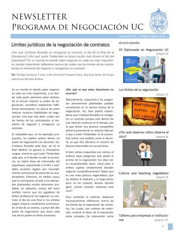 Newsletter N°15 - Marzo-Abril 2018
