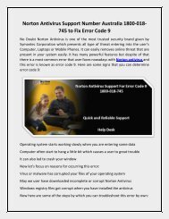 Norton Antivirus Support Number Australia 1800-018-745 to Fix Error Code 9