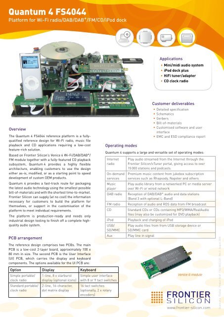 Quantum 4 Product Brief - Frontier Silicon