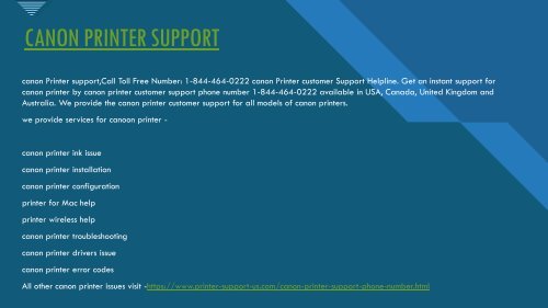 canon printer support +1844-464-0222  | canon printer toll free number