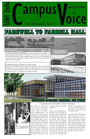 Farewell To Farrell Hall - SUNY Delhi