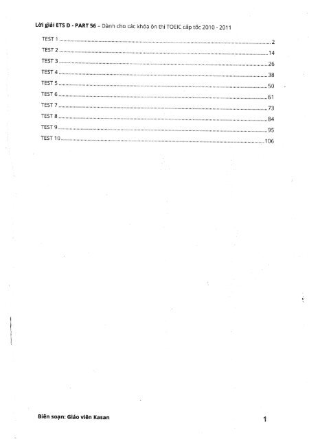 Lời giải ETS D - PART 56 - Dành cho các khóa ôn thi TOEIC cấp tốc 2010-2011 - Biên soạn GV Kasan