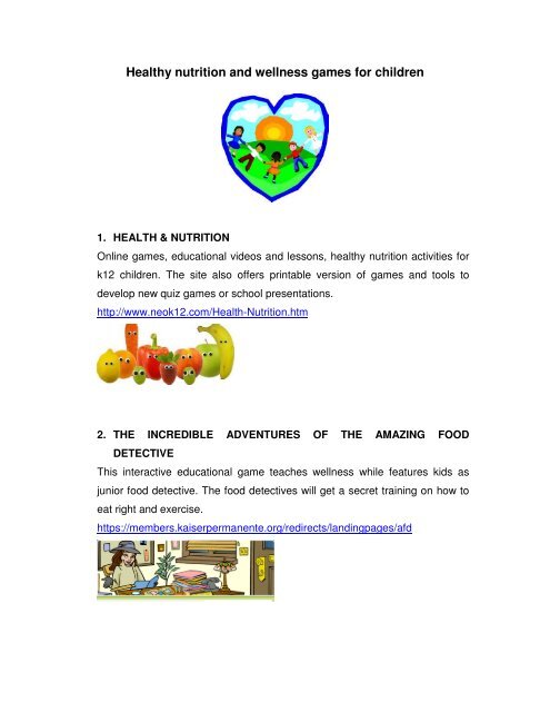 Healthy Eating: educational game