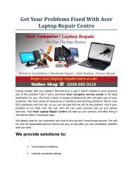 Get Your Problems Fixed With Acer Laptop Repair Centre