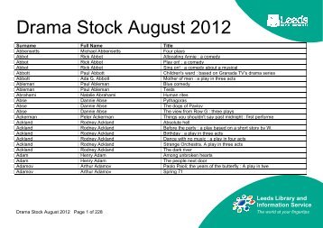 Drama Stock August 2012 - Leeds City Council