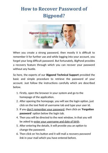 How to Recover Password of Bigpond?