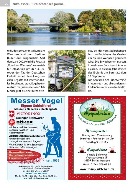 Nikolassee & Schlachtensee Journal Aug/Sept 2018