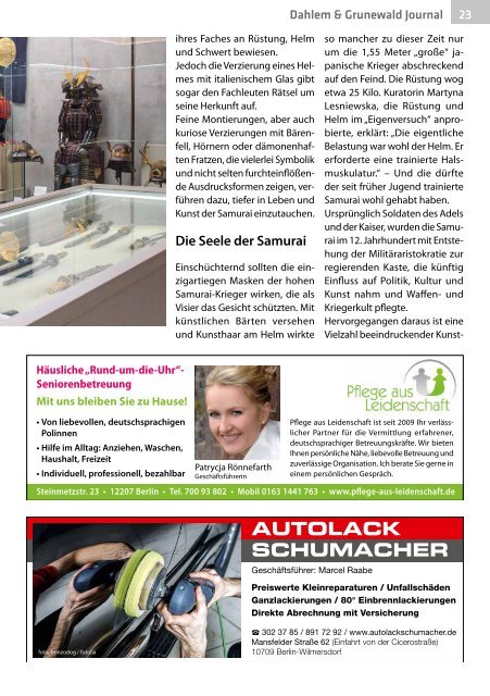 Dahlem & Grunewald Journal Aug/Sept 2018