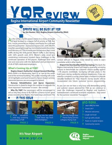 YQReview - Spring 2011 Edition - Regina International Airport